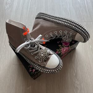 Nan-ku x Free People Cruise Studded Hi-Top Sneakers Size 38 US 8 Womens Gray NEW